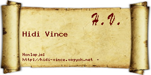 Hidi Vince névjegykártya